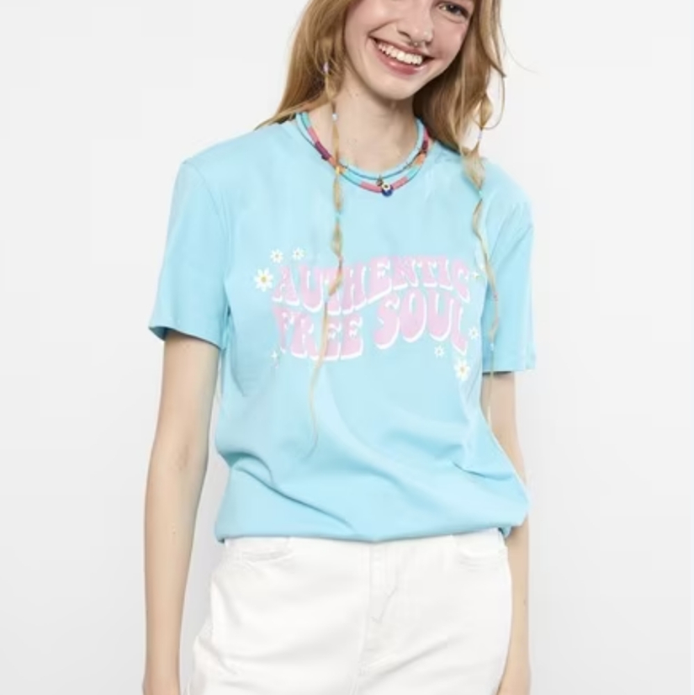 NEW blue cotton Tshirt